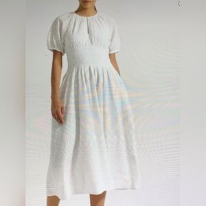 Jcrew Provence smocked-waist midi dress  eyelet white size Tall,TL available B…